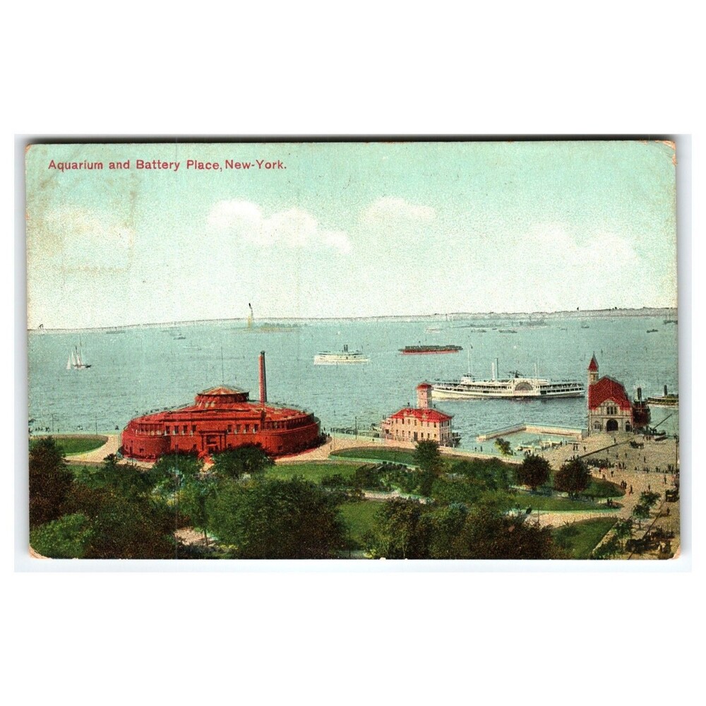 Vintage New York City Aquarium Battery Place Postcard 1900s